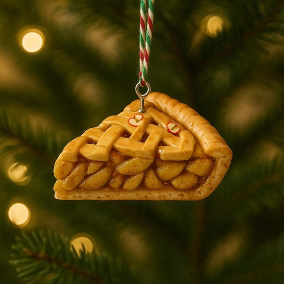 Applie Pie Christmas Ornament – Handmade Clay Dessert Tree Decoration - Picture 1 of 13